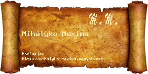 Mihályko Maxima névjegykártya